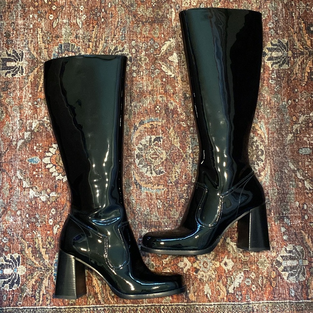 NWT Marc Jacobs Maryna Tall Black Heeled Boots with Glossy Patent Leathe… - Picture 5 of 17